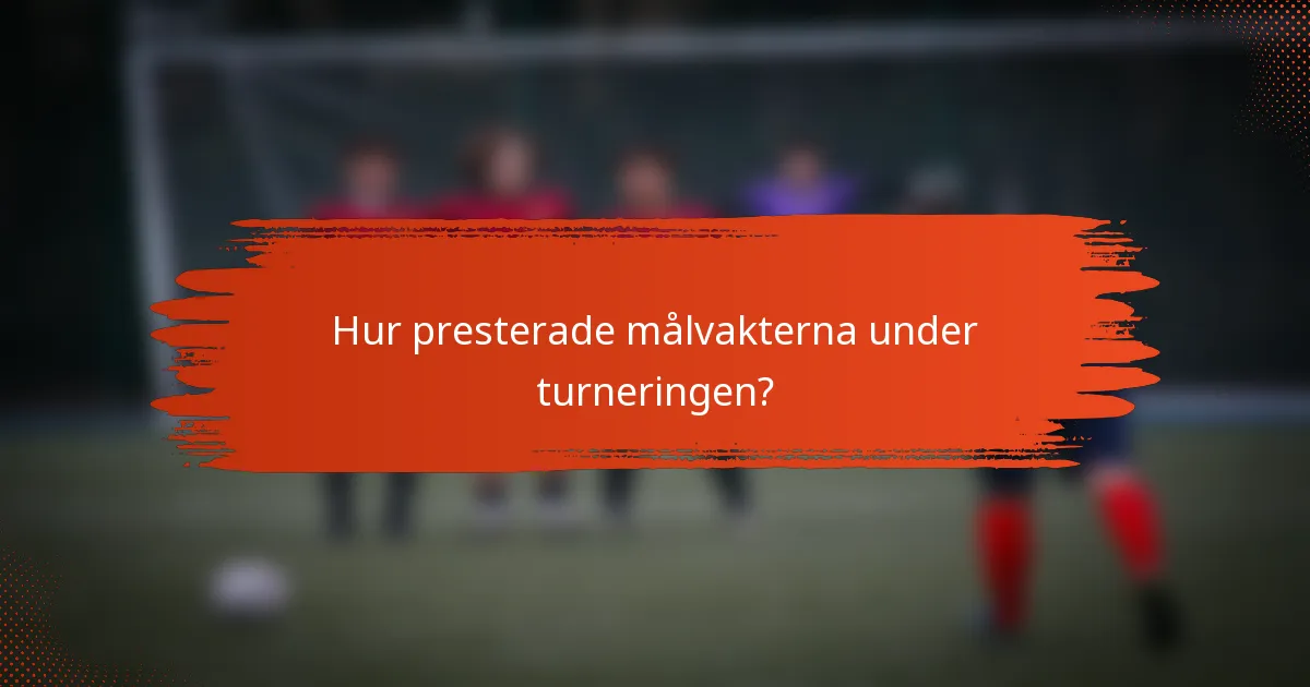 Hur presterade målvakterna under turneringen?
