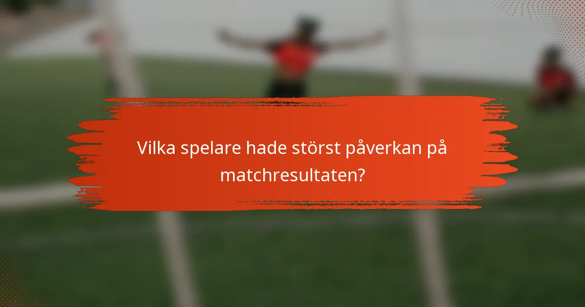 Vilka spelare hade störst påverkan på matchresultaten?